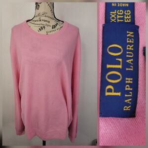 Polo Ralph Lauren Sweater Men's 2XL Pink Crew-Neck 100% Cashmere Performance